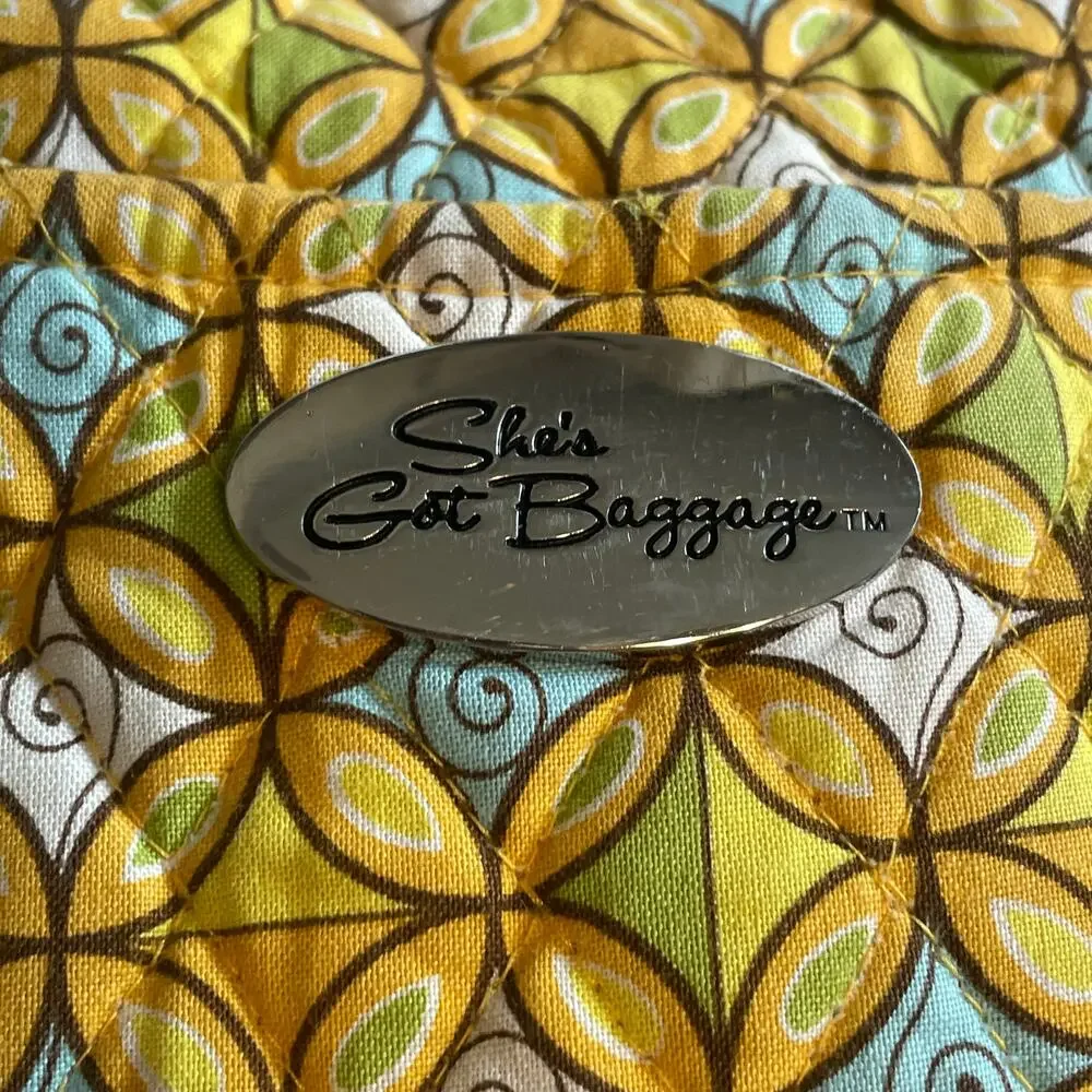 She's Got Baggage Yellow Print Quilted Bag Floral Tote Handbag Purse
